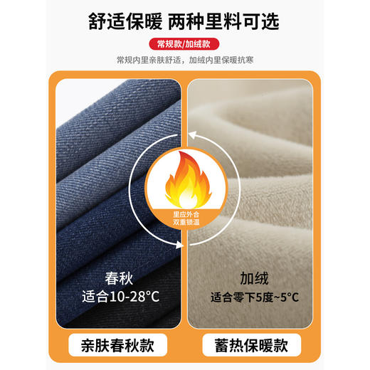 冬季加绒天丝牛仔裤女秋季2025新款小个子垂感松紧腰宽松大码加绒阔腿裤子 商品图1