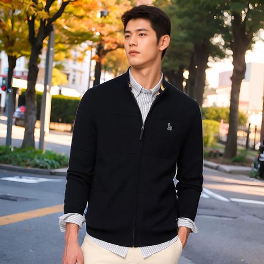 D110419秋冬新品男士上衣纯色长袖针织开衫拉链保暖外套 商品图13