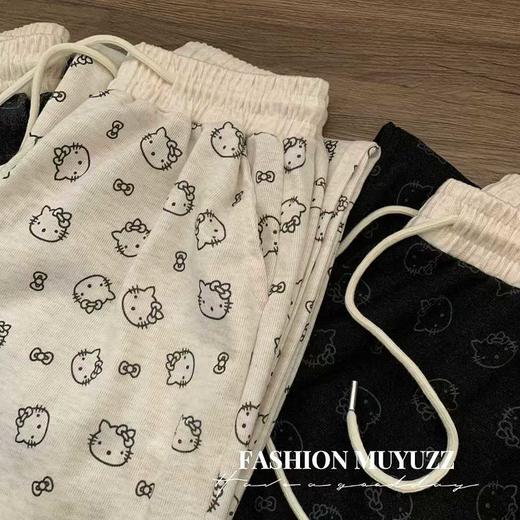 【YW】无忧购加绒款韩系可爱kitty猫腰头拼色休闲垂感阔腿糯米裤（截单后7天发货) 商品图3