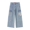 ONIARAI/鬼洗25秋冬新品泥棒蓝女款来福绣花工装牛仔裤 25N4411 商品缩略图3