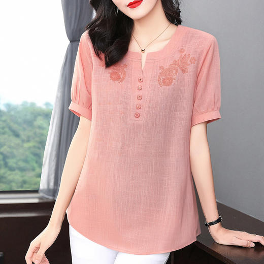 纯棉短袖衬衫女外穿2026年新款胖mm夏季宽松显瘦大码女装薄款上衣 商品图2