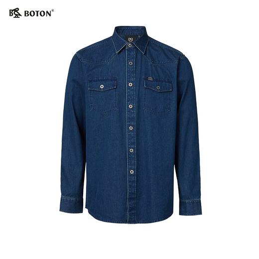波顿男士 牛仔衬衫 利落百搭 宽松全棉耐穿长袖MS070124Z 商品图4