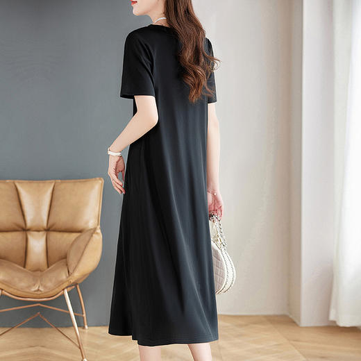 宽松a字连衣裙女夏2026新款胖mm大码黑色女士休闲气质裙子高级感 商品图4