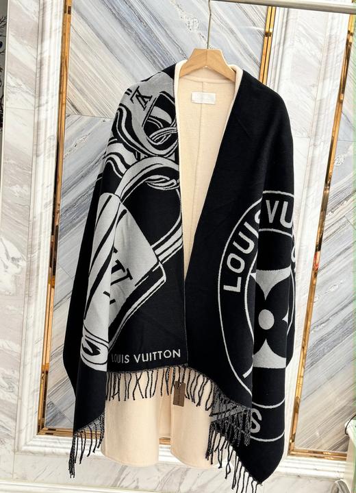 D110432锁头满印双面提花披肩围巾两用款流苏围巾 商品图13