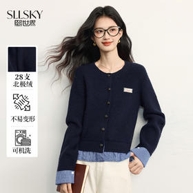 【年货节】熙世界高知穿搭miu系格纹拼接假两件针织衫毛衣女2025年秋冬新款