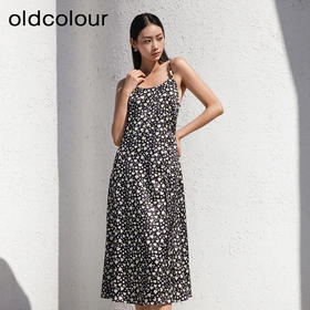 oldcolour夏季新款气质减龄中长款碎花吊带连衣裙女GP31104003