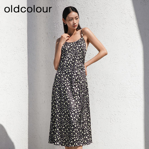 oldcolour夏季新款气质减龄中长款碎花吊带连衣裙女GP31104003 商品图0