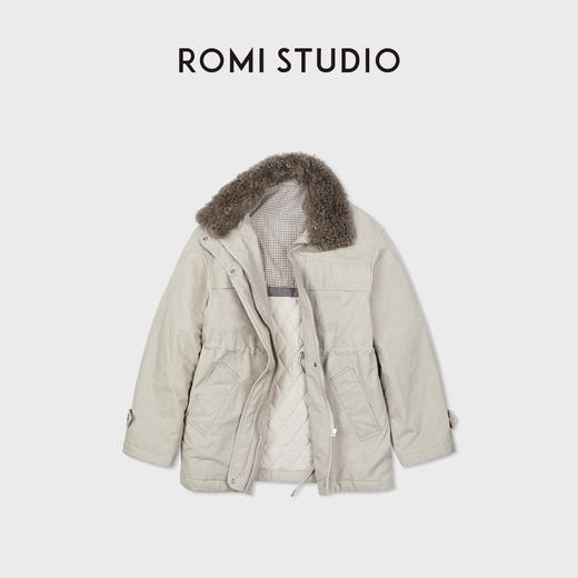 ROMI STUDIO“冬日温暖”复古洗水拆卸毛领厚款棉服外套RWCWWT6628 商品图0