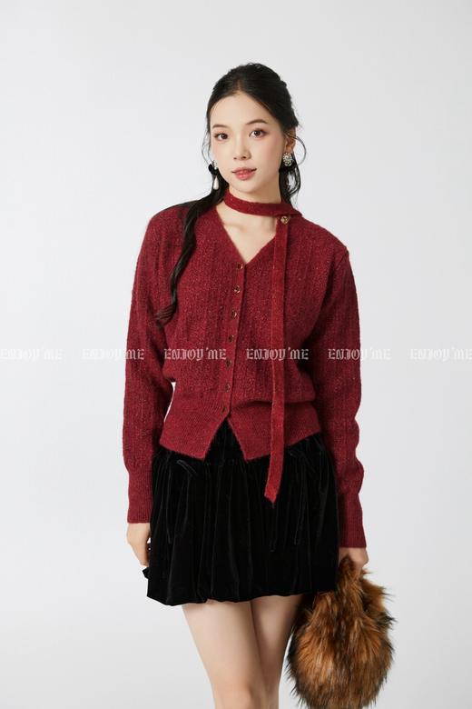 【门店同款】ENJOY冬季“相聚时刻”V领飘带金扣开衫 167643729 商品图0