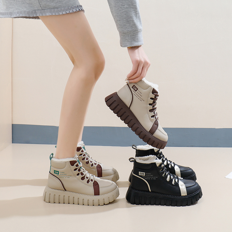 「AILISCOCO加绒厚底高邦棉鞋」绒毛内里持久恒温 圆形鞋头贴合脚型 耐磨防滑大底柔软轻便 纹理舒适自然 柔软舒适