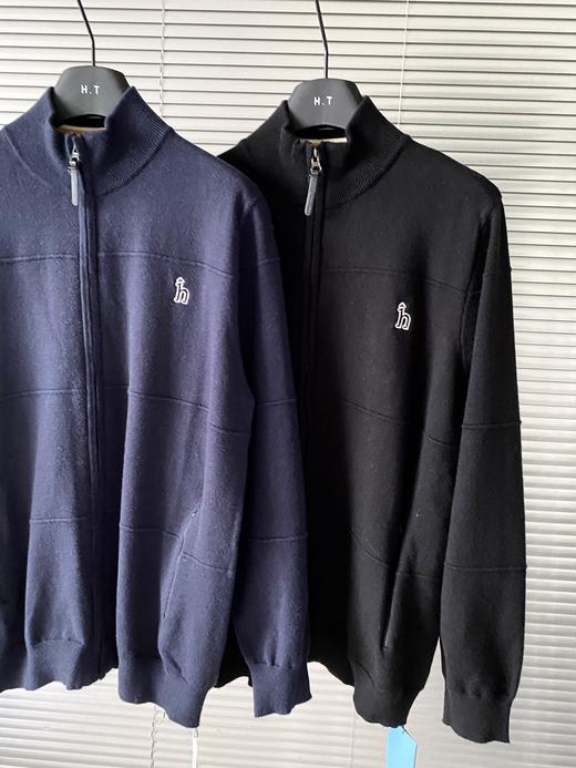 D110419秋冬新品男士上衣纯色长袖针织开衫拉链保暖外套 商品图1