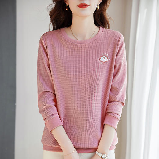 圆领卫衣女2026年新款春秋季长袖t恤上衣胖mm大码宽松洋气打底衫 商品图2