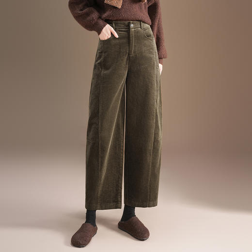 莫代尔灯心条绒裤厚款阔腿裤，气质休闲裤厚款九分裤MYX-ZL-9529-Y 商品图1