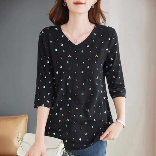 大码七分袖上衣女夏季2026年新款女装短袖妈妈宽松纯棉中袖t恤女 商品图4