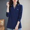 翻领长袖t恤女秋季2026新款胖mm宽松大码女装显瘦POLO衫洋气上衣 商品缩略图3