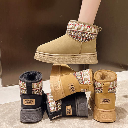 【特妮娜 厚底民族风雪地靴】日常通勤 简约百搭 加厚保暖内里 360°聚温保暖 时尚鞋床设计柔软亲肤 舒适不磨脚 呵护您的双足 GF-260 商品图6
