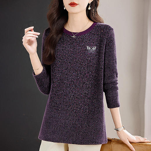 针织打底衫女大码2026新款秋冬长袖t恤妈妈宽松洋气上衣女士毛衣 商品图4