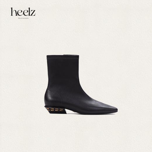 【黑檀木】heelz设计师手工鞋履｜H小方跟弹力羊皮瘦瘦靴 3公分 商品图2