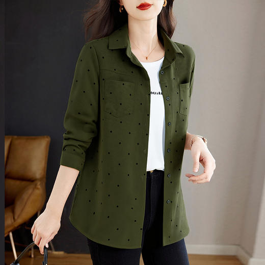 大码衬衫外套女装2026秋冬季新款宽松长袖波点衬衣洋气灯芯绒上衣 商品图4