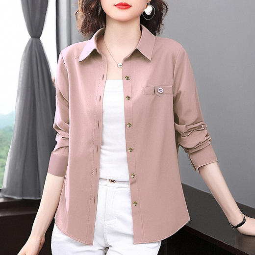 纯棉衬衫女春秋2026年新款休闲外套减龄女士长袖翻领衬衣大码上衣 商品图0