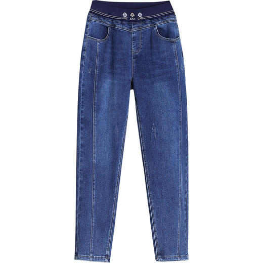 中年妈妈牛仔裤女2026新款春秋松紧高腰弹力松紧腰休闲哈伦女裤子 商品图4