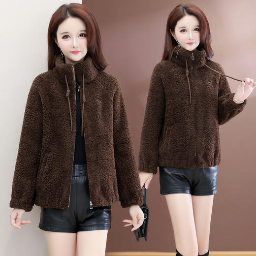 时尚皮毛一体外套，仿羊羔绒外套时尚保暖洋气上衣QYM-YJ-25YS48-1 商品图1