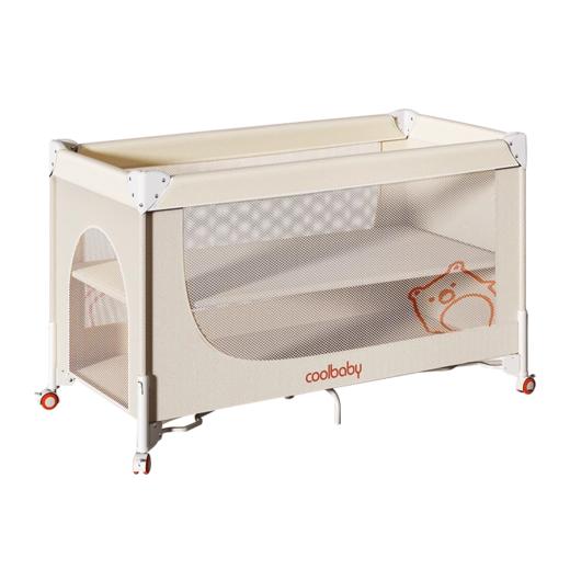 coolbaby婴儿床床体可升降无缝拼接床 一键开合多功能便携宝宝床 商品图4