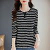 秋季大码条纹T恤女装新款显瘦宽松打底衫胖mm洋气遮肚子长袖上衣 商品缩略图1