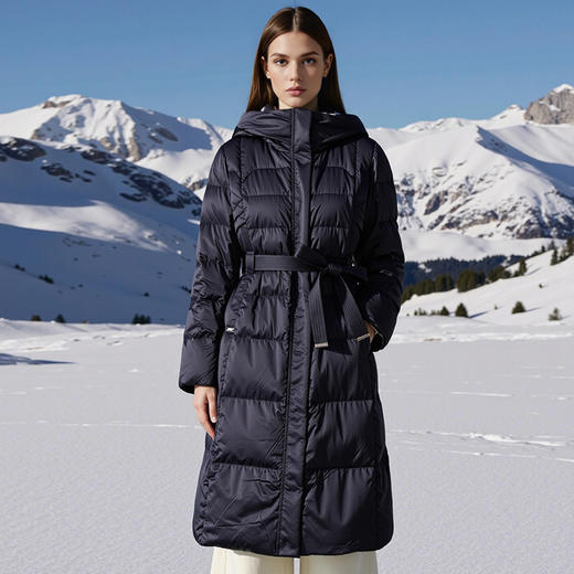 EITIE爱特爱加厚保暖长款收腰连帽鹅绒显瘦2025冬季新款羽绒服D2511909X 商品图5