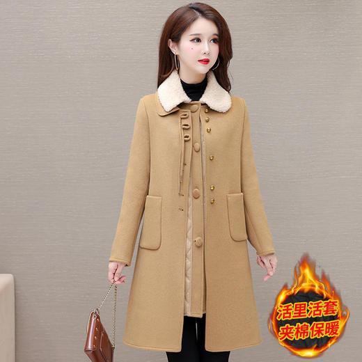 夹棉毛呢大衣内胆可拆羊毛呢子外套，厚款保暖时尚女装QYM-YXJY-79257-Y 商品图0