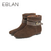 伊伴冬季都市游牧风波嬉风复古牛绒短靴翻折靴筒B25525812 商品缩略图4