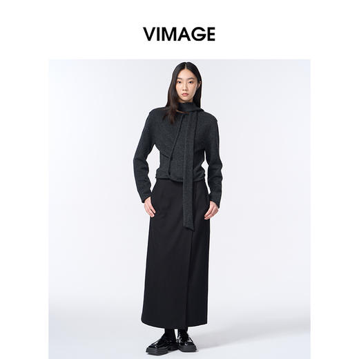 VIMAGE纬漫纪多种系法带本布飘带设计摩登时尚上衣小外套V2403109 商品图0