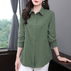 纯棉长袖衬衫女2026年新款大码女装中年妈妈中长款衬衣外套上衣 商品缩略图3