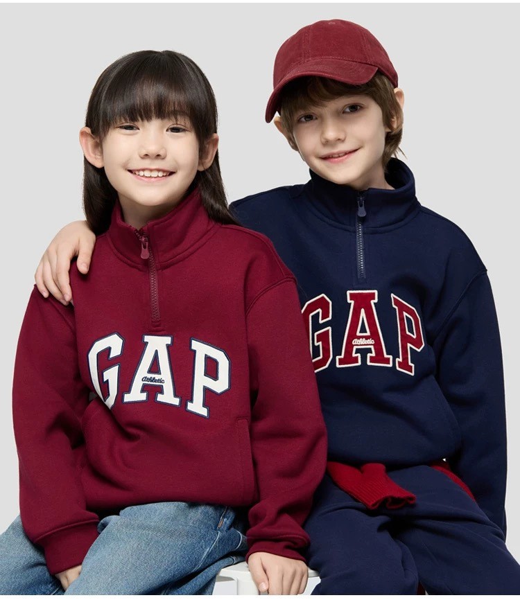 GAP家经典高领半拉链卫衣