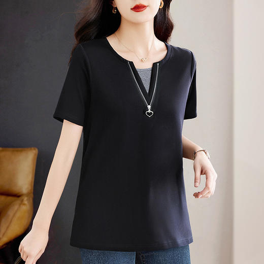 v领纯棉短袖t恤女夏季2026新款大码女装宽松显瘦减龄女士半袖上衣 商品图4