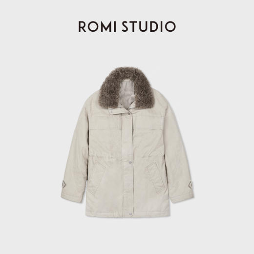 ROMI STUDIO“冬日温暖”复古洗水拆卸毛领厚款棉服外套RWCWWT6628 商品图1