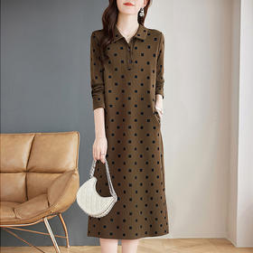 大码长袖连衣裙女秋季2026新款大码女装高级感polo领减龄T恤裙子
