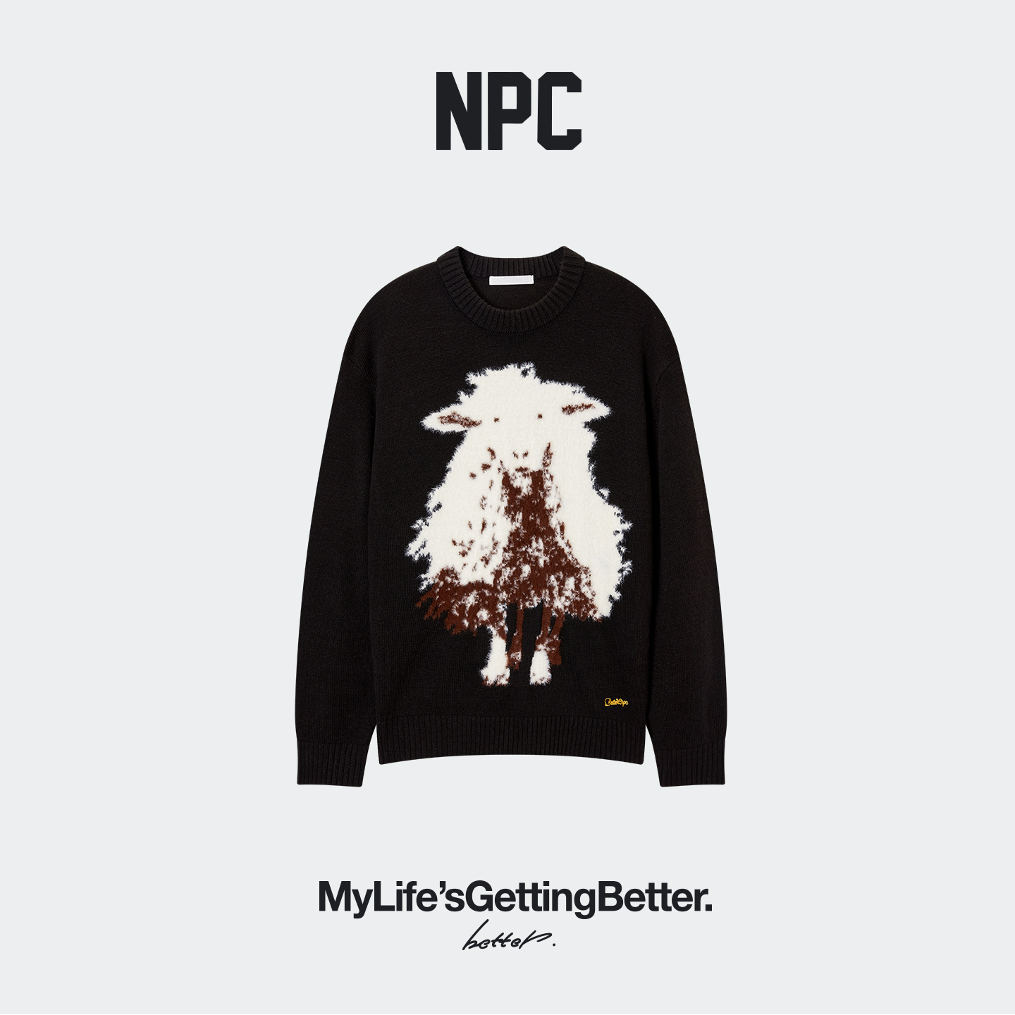 NPC潮牌【至臻羊毛胶囊】丝光澳毛绒嵌花圆领套头毛衣男NP5ASW04