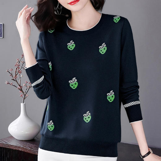 大码女士毛衣打底衫秋冬内搭2026新款爆款宽松圆领套头针织衫上衣 商品图3