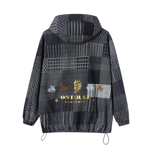 ONIARAI/鬼洗25秋蓝染复古牛仔布半拉链连帽套头卫衣男女 B240153 商品图4