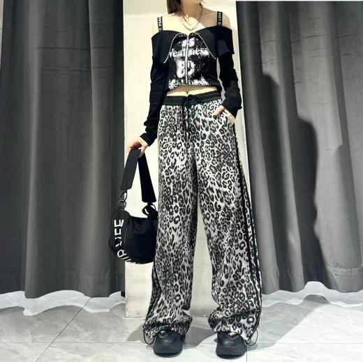 NC豹纹花色松紧腰阔腿裤50713（灰）秋季253012650321 商品图0