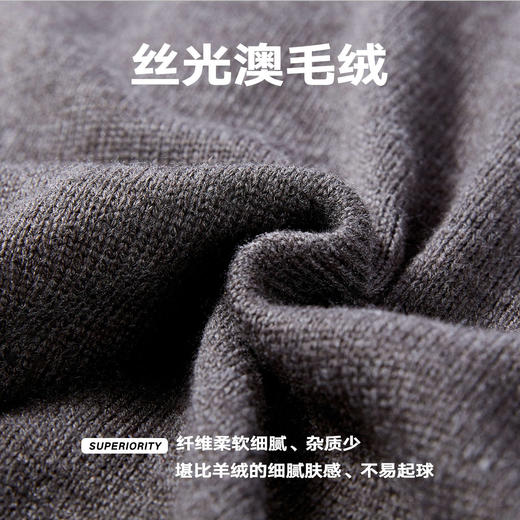 NPC潮牌【至臻羊毛胶囊】丝光澳毛绒嵌花圆领套头毛衣男NP5ASW04 商品图4