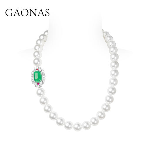 GAONAS 时尚贵气臻奢14mm白色珠项链11663XW 商品图0