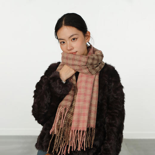 四拼色格氛围百搭软糯流苏围巾-纪念日百货门店同款166550117 商品图1
