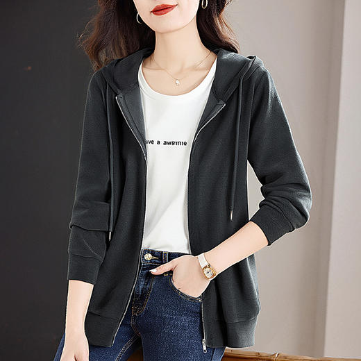 休闲连帽外套女士春秋季2026新款大码女装开衫卫衣洋气好看的上衣 商品图1