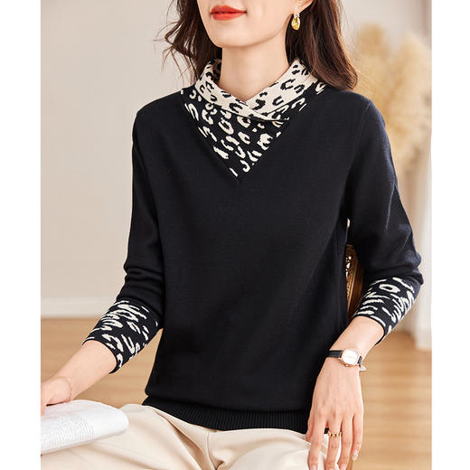 黑色半高领毛衣女秋季高级感洋气打底衫内搭套头上衣新款大码女装 商品图1