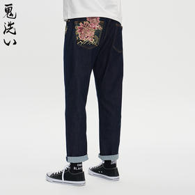 ONIARAI/鬼洗25秋冬泥棒蓝赤焰唐狮绣花智调温牛仔裤男式 25N5404