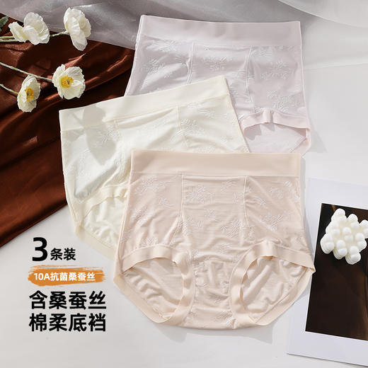 雅黛俪女士内裤舒适高弹不勒含桑蚕丝加长裆底三角裤 商品图3