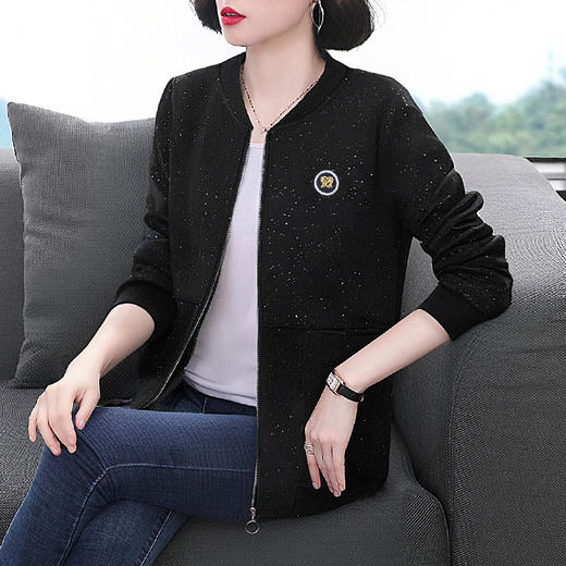 休闲大码棒球服外套女春季2026新款中年妈妈黑色夹克女士上衣薄款 商品图4
