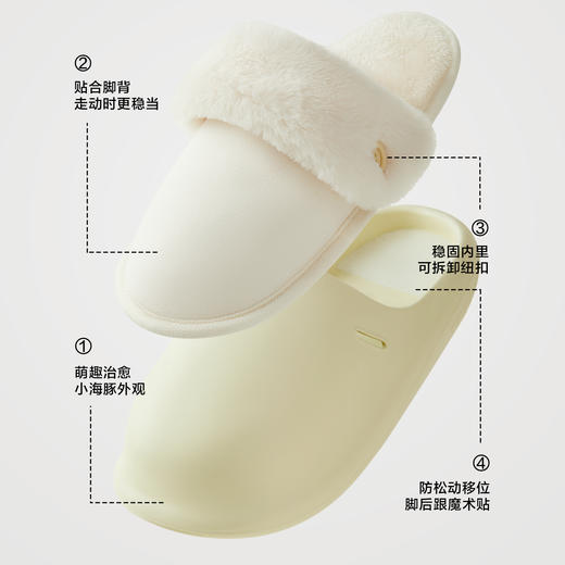 【新品上新】有棵树防水棉拖鞋秋冬居家室内外穿情侣保暖豚豚拖-J6003 商品图1